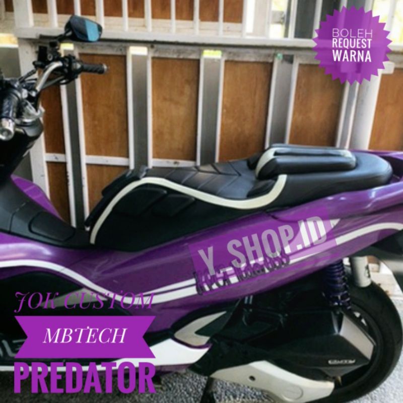 Jok Motor All New Pcx Hitam List Putih Model Retro Predator Full MBtech
