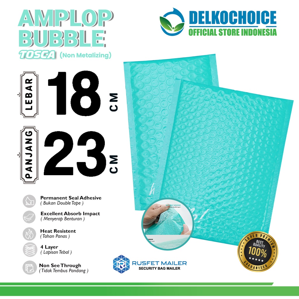 

Amplop Bubble Mailer TOSCA 18x23cm Bubblewrap Packing Online Envelope Rusfet PREMIUM / SATUAN