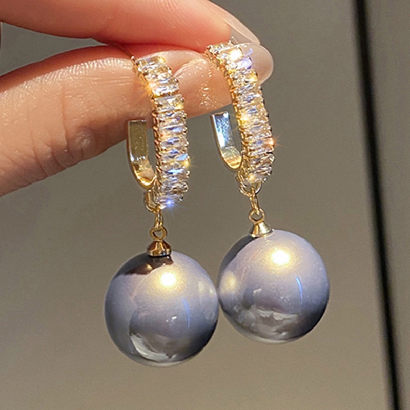 Anting Mutiara Putih Bentuk Bulat Oversize Gaya Bohemian Korea Untuk Wanita