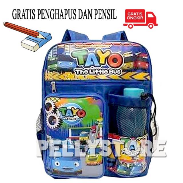 TAS TAYO TAS ANAK RANGSEL SD DAN TK KARAKTER TAYO TAS TAYO GRATIS BOTOL DAN P3NFHAPUS DAN PENSIL