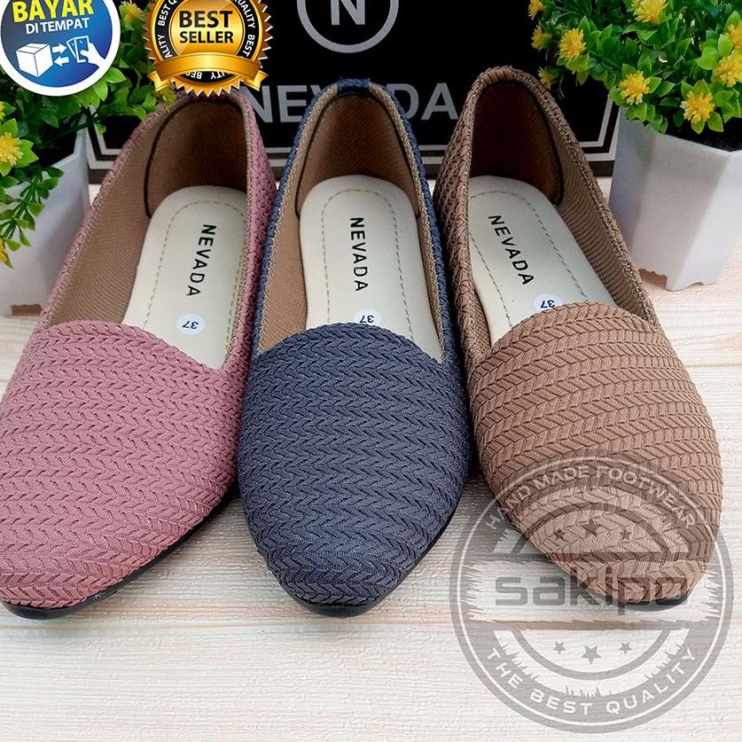 Stok terbatas.. PROMO 12.12 BIRTHDAY SALE SEPATU WANITA DEWASA BALET RAJUT NEVADA TRENDI TERMURAH TE