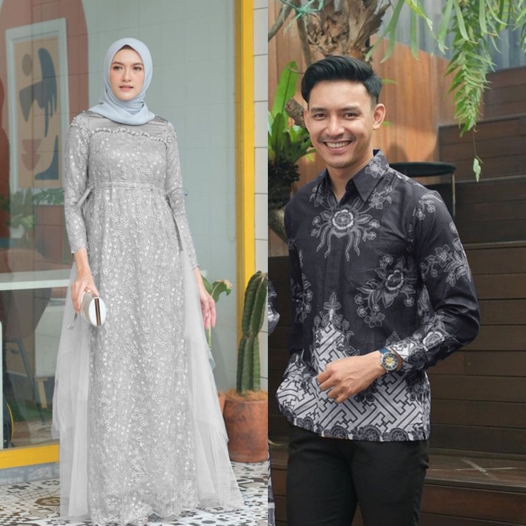 [NEW ARRIVAL] BISA COD ADA JUMBO VANIA COUPLE TERBARU//GAMIS BROKAT MUTIARA FULL KELILING KOMBINASI TULLE TUTU SERUT PINGGANG BISA ADJUST//BAJU SARIMBIT KEKINIAN GAMIS COUPLE KEMEJA BATIK DRESS BRUKAT GAMIS KONDANGAN//