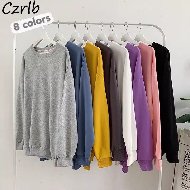 Sweater Crewneck Basic Polos Wanita Pria Couple Size (M-XXL) Crewneck Polos Oversize Unisex Basic Sweater Polos Fleece Premium Sweter Pria Wanita Oversize Tebal Korean Style Kekinian Sweatshirt Wanita Oversize Jumbo Sweater Polos Cewek Cowok Tebal Korea
