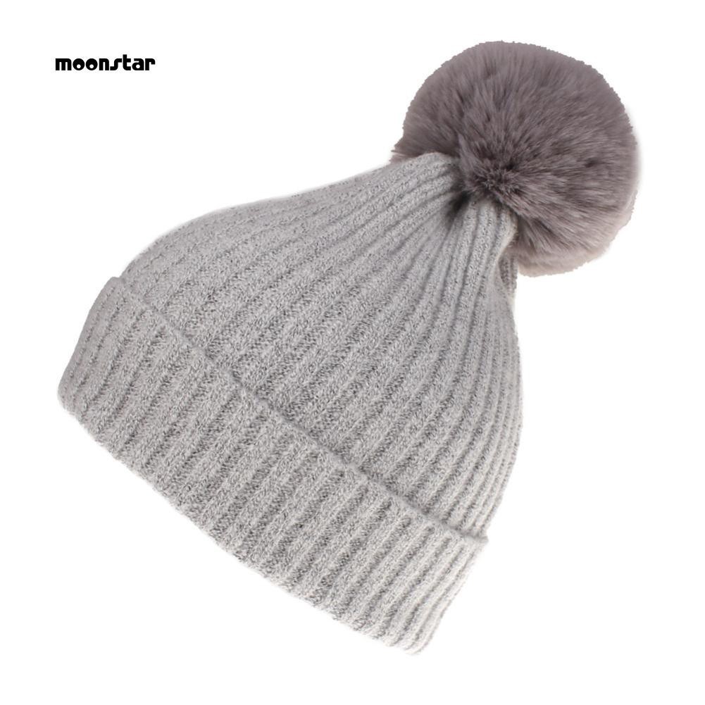 Jual  Topi Kupluk Rajut Elastis Aksen Pompom untuk Wanita Terlaris
