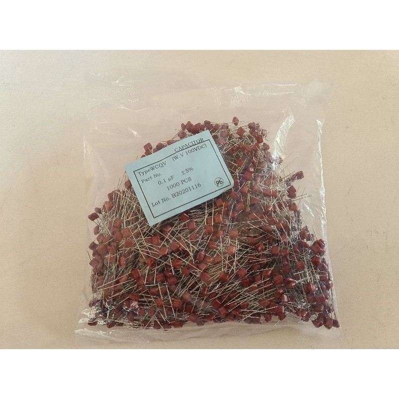 Capacitor Kapasitor Milar 104 Merah 0.1 uf 1000 pcs WCQC