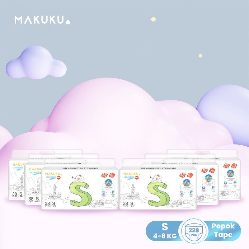 Makuku Air Diapers 100% SAP Size S38 Perekat