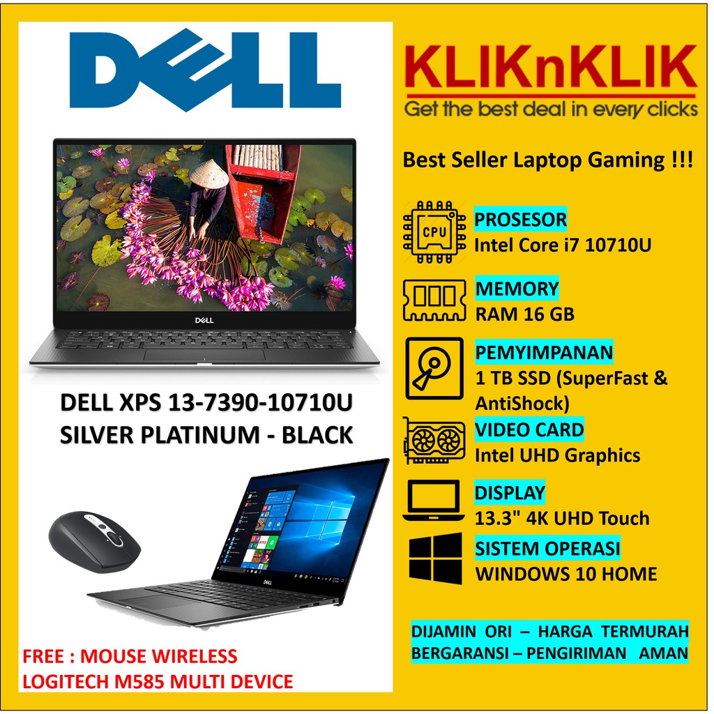 Laptop DELL XPS 13 7390 - i7-10710U RAM 16GB 1TB SSD 13.3" 4K TOUCH