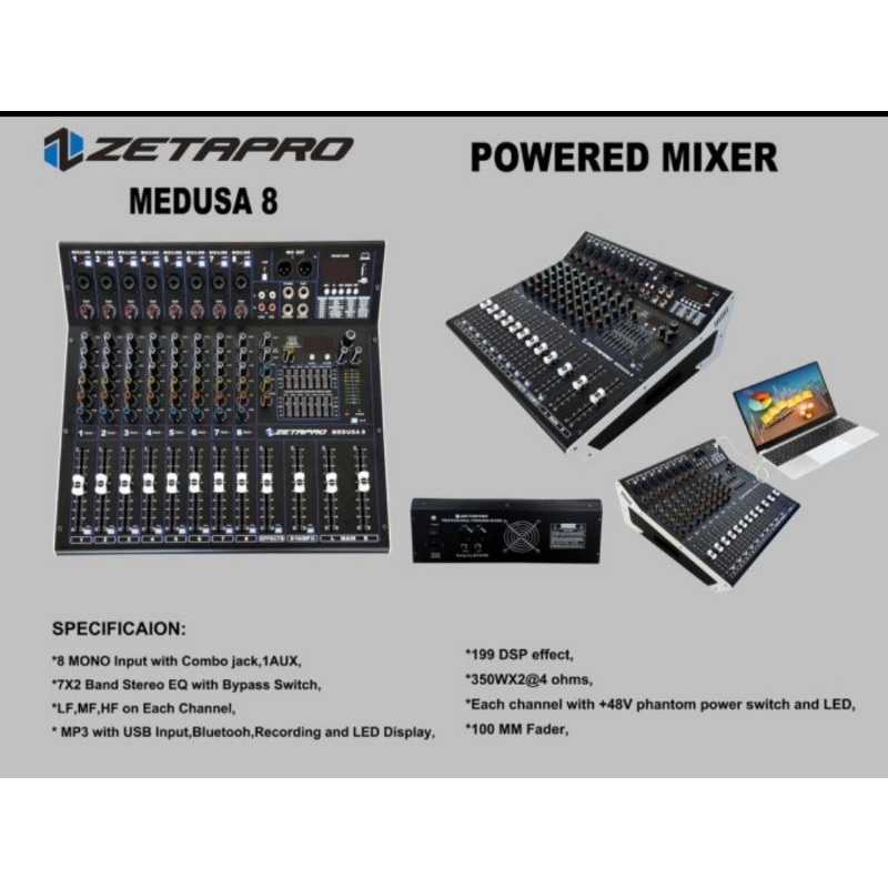 POWER MIXER ZETAPRO 8 CHANNEL MEDUSA8 MEDUSA 8 350 Watt X 2 ORIGINAL