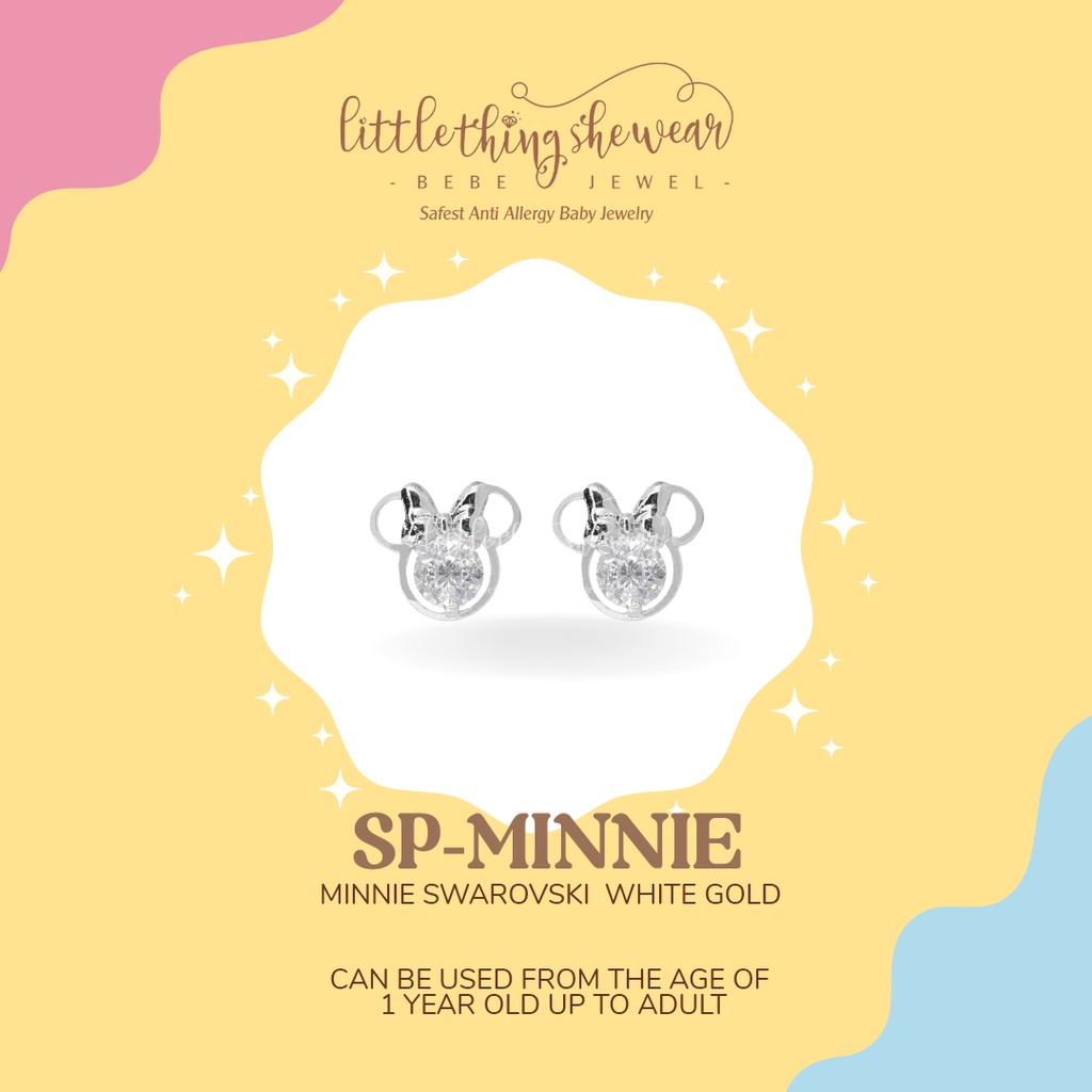 Anting Anak Littlethingshewear Minnie Swarovski White Gold Toddler SP-MINNIE 0,6gr