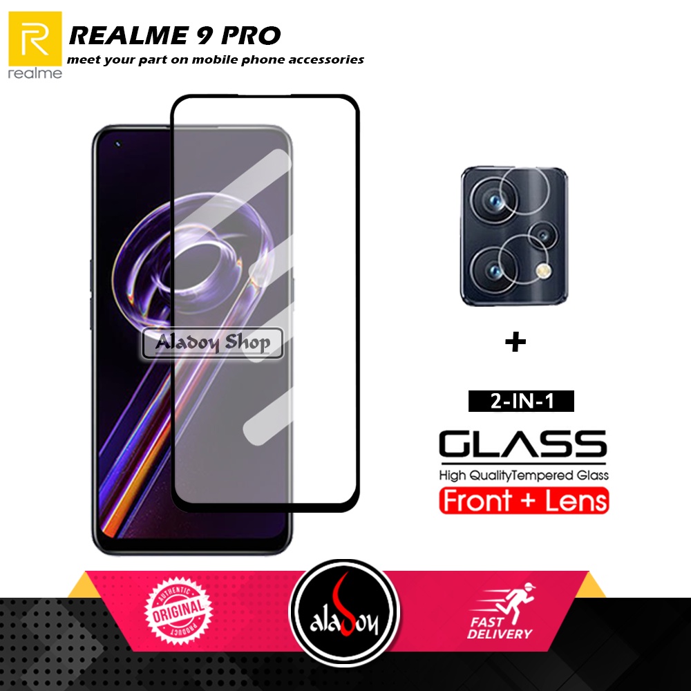 PAKET 2 IN 1 Tempered Glass Layar Realme 9 Pro Free Tempered Glass Camera