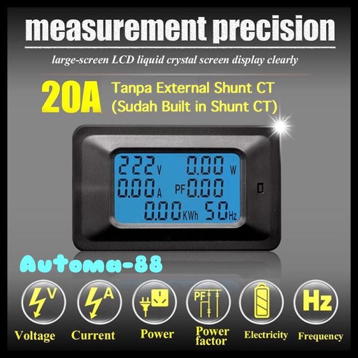 Panel Mount AC Digital KWH Watt Ammeter Volt Cosphi Power Factor Meter