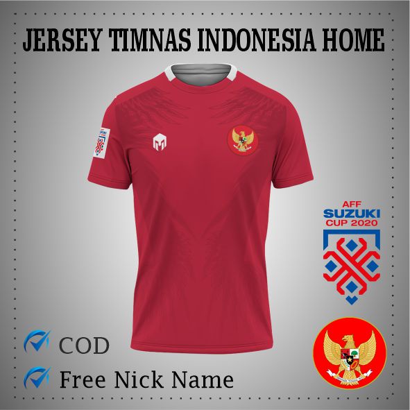 Jersey TIMNAS INDONESIA AFF 2020 HOME Free Nick Name Anak Dewasa