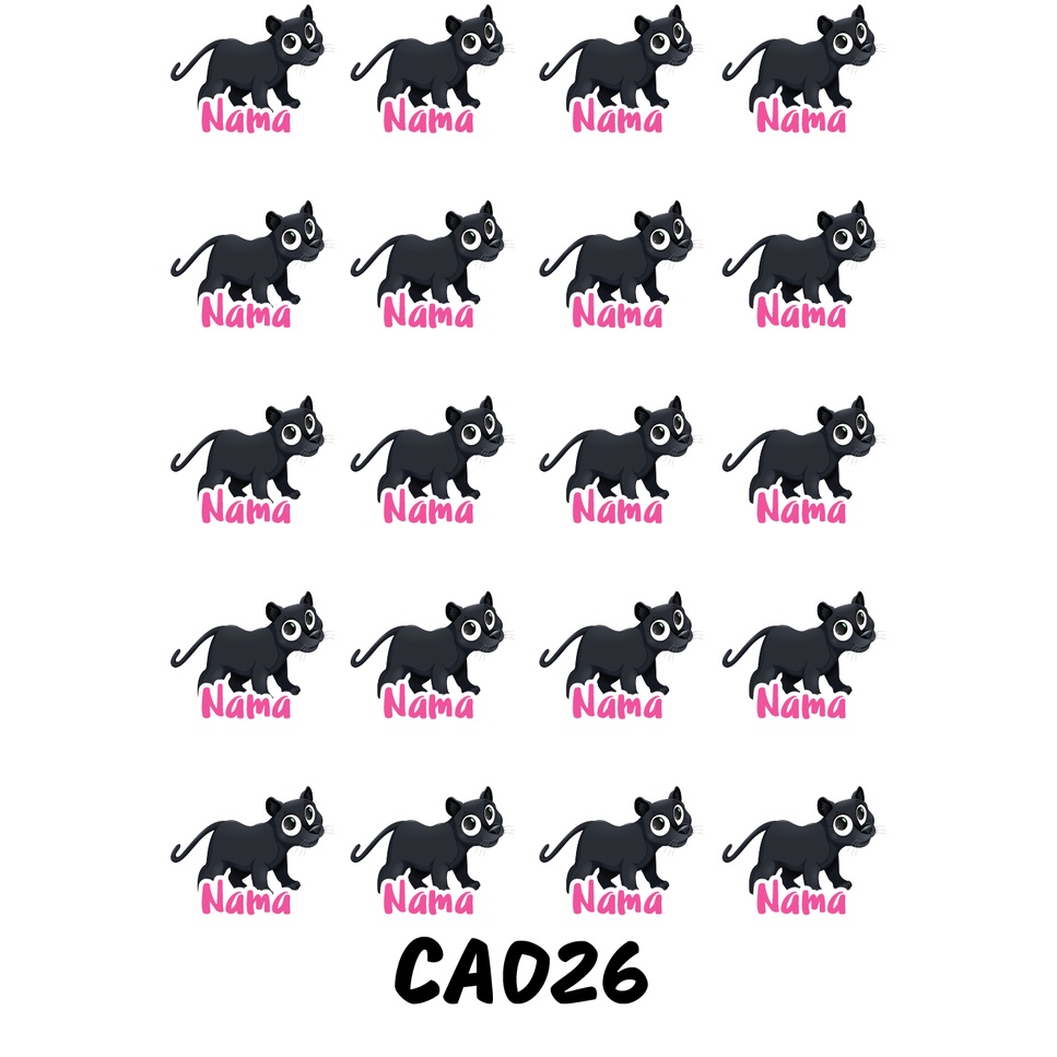 

Sticker Nama Cutting Label Waterproof Tahan Air Black Cat (CA026)
