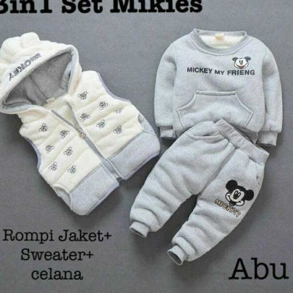 KVUM Setelan Sweater Anak Perempuan dan Laki Laki Setelan Babyterry Anak 3-5 Tahun Rompi Anak Set Mi