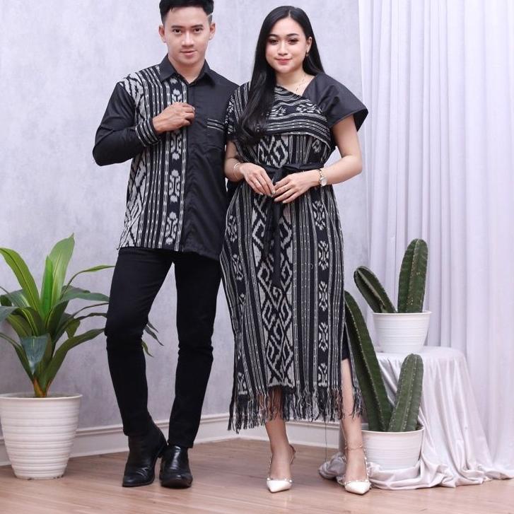 Paling Diminati.. COUPLE AURORA  TORAJA HITAM DRESS TENUN SONGKET DRESS KONDANGAN COUPLE ETNIK BAJU 
