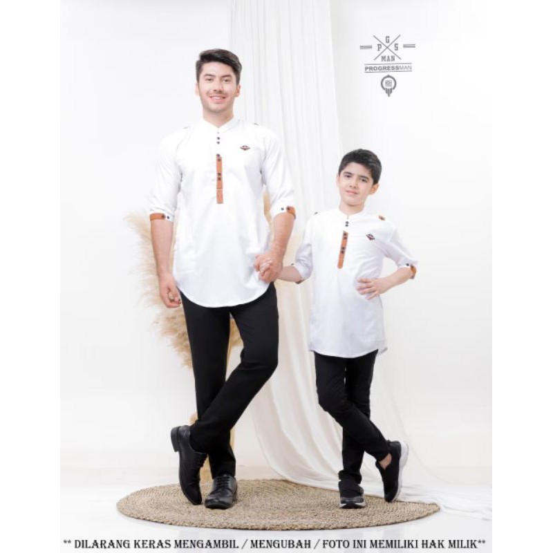 BEST SELLER KOKO COUPLE AYAH DAN ANAK PROGRESMAN CAPTAIN PUTIH, BAJU KOKO ANAK, BAJU KOKO AYAH