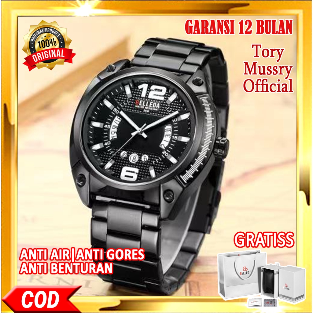 【BELLEDA PREMIUM】Jam Tangan Pria Original Men Watch Rantai Fashion Pria Keren luxury Casual Kasual M