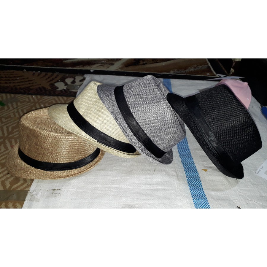 Topi fedora artis korea bahan straw hat import anyaman