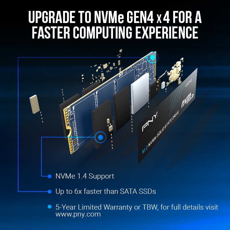 PNY CS2140 M.2 NVMe 2TB SSD PCIe Gen4 x4