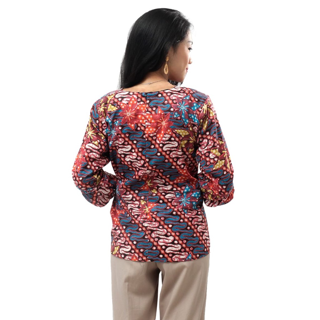 Glorya - Blouse Batik lengan balon Size S-M-L-XL-XXL-3L-4L-5L Batik Dua Putri Collection