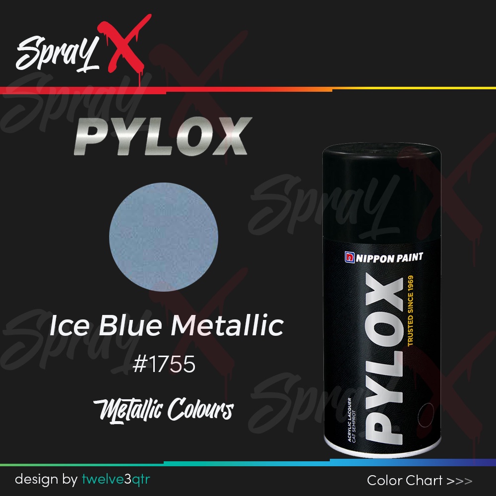 PYLOX METALLIC ICE BLUE METALLIC 1755 / BIRU MUDA METALIK #1755 300ML - CAT SEMPROT / SPRAY PAINT / 