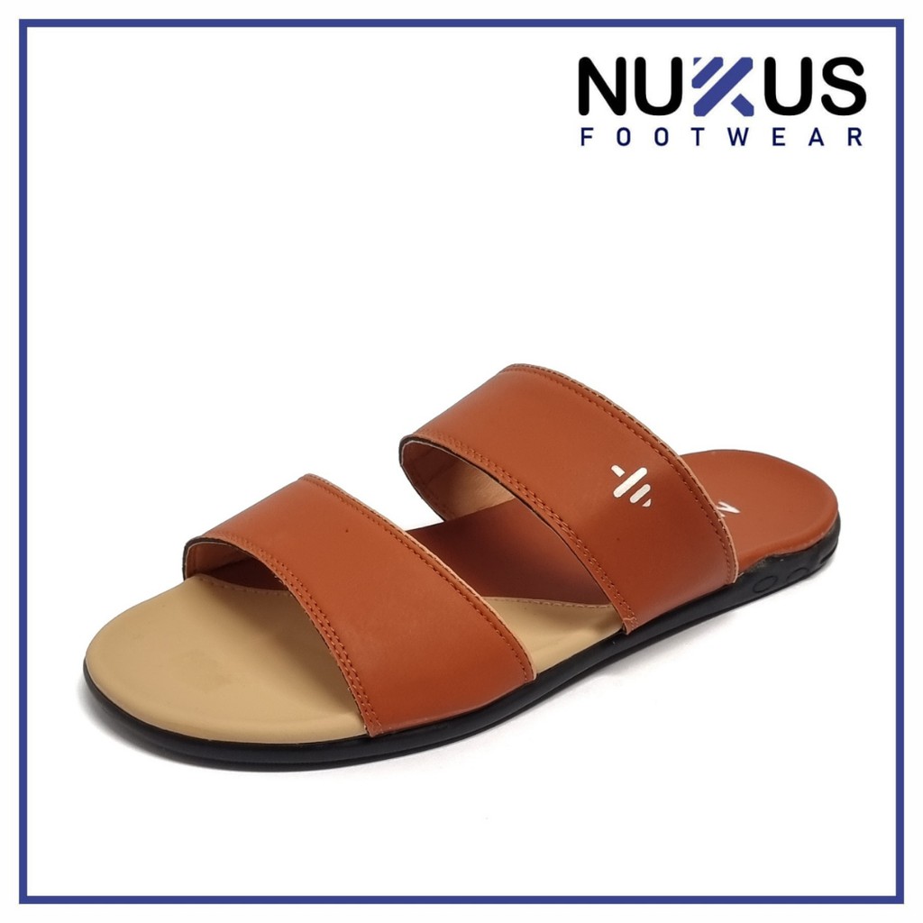 Nukus Sandal Pria Kasual Sliper Coklat Tan Ban 2 - NKSDLCKT Tan