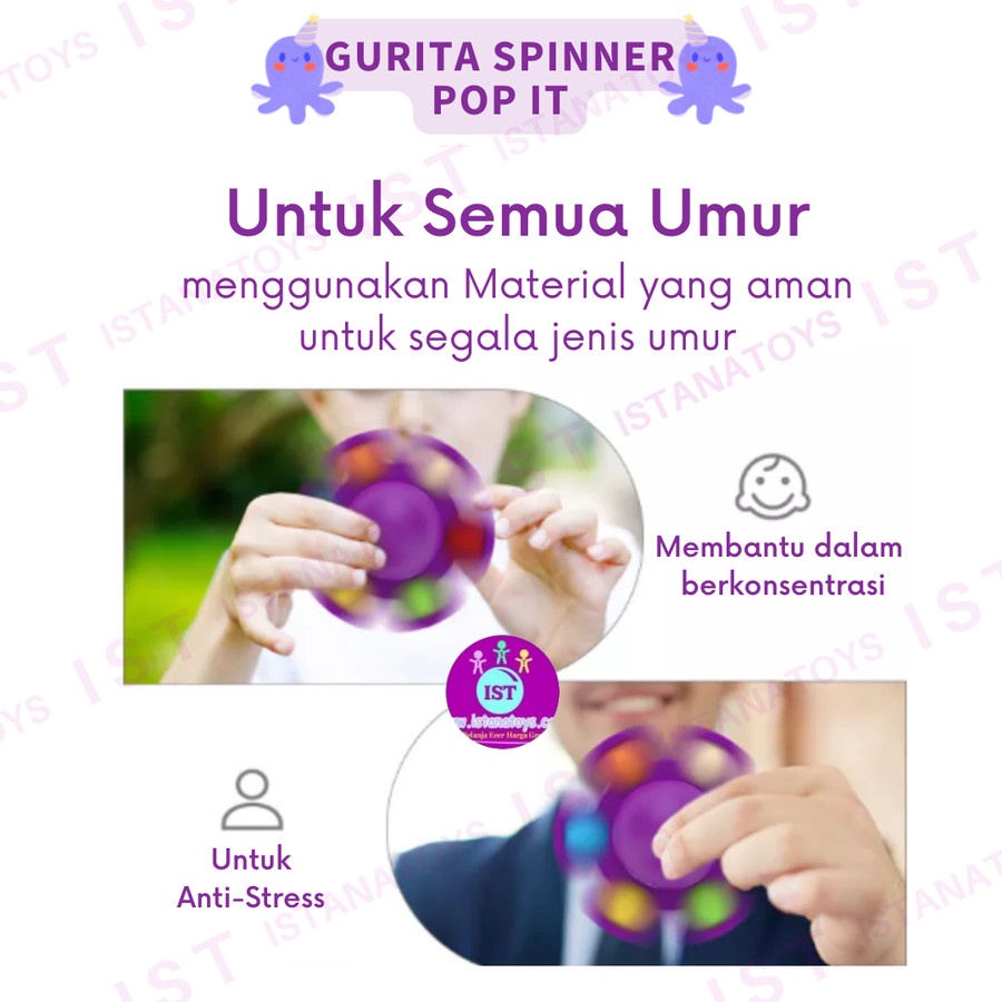 Mainan Anak Gurita Gantungan Kunci Spinner Pop it Fidget Toys Anti Stress