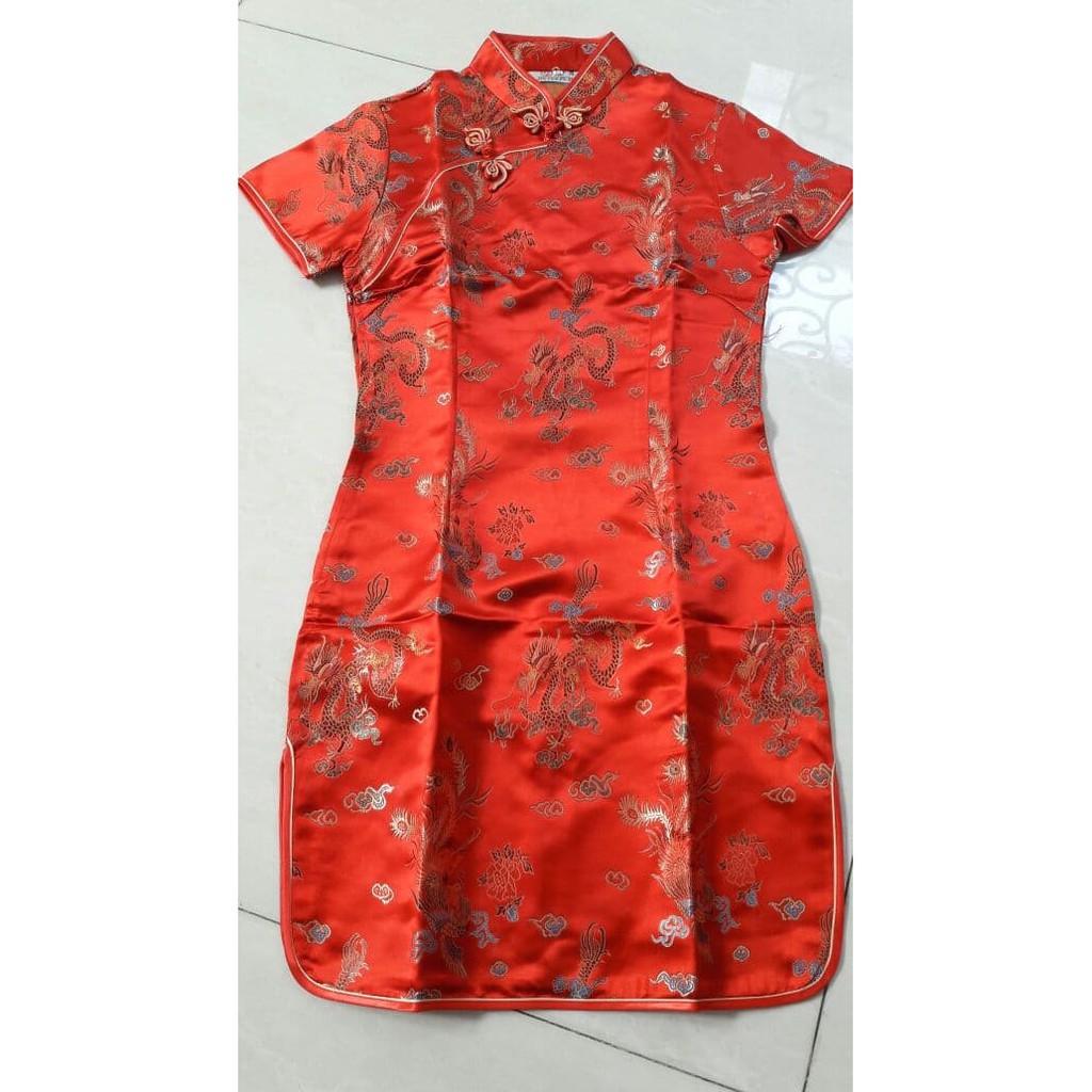 Baju wanita dress cheongsam imlek Dragon Cheongsam Dress