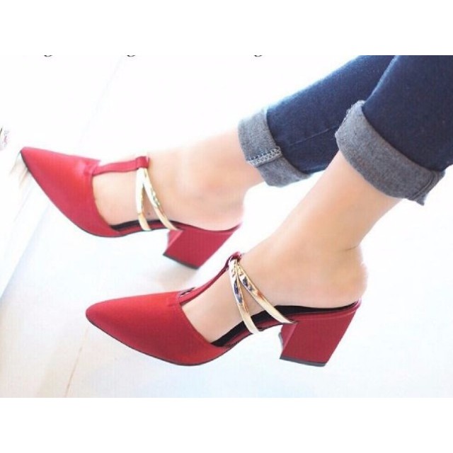 Ikhlasia Sandal Wanita Hak Tahu HT68 Merah Basic Heels