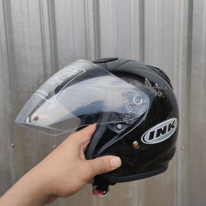 helm ink centro kw (GRADE 1 ORI ) + KACA dewasa pria wanita murah SNI-CENTRO HITAM METALIK