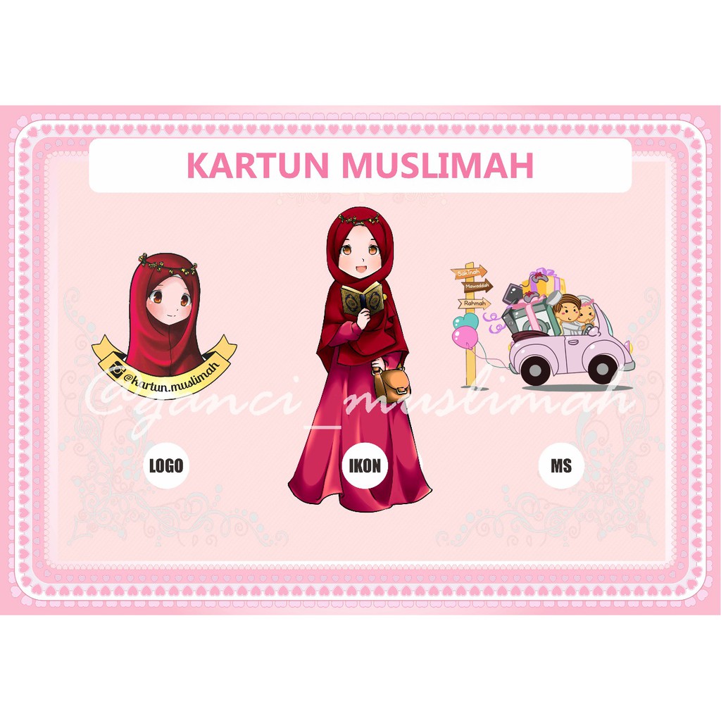 Kartun Muslimah Warna Pink Gambar Kartun