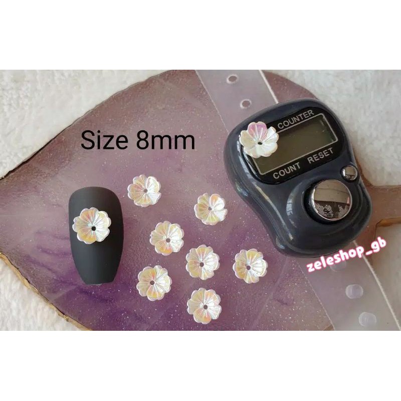 RESIN MINI BUNGA KILAP PUTIH | BAHAN HIASAN TASBIH DIGITAL &amp; NAIL ART