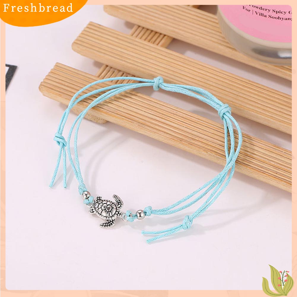 Terlaris Vintage Turtle Charm Handmade Woven Ankle Bracelet Anklet Women Beach Jewelry