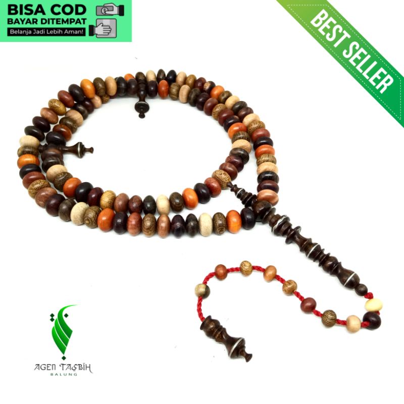 Tasbih Kombinasi 9 Kayu Langka Bertuah Nusantara Motif Pipih Super Kualitas Tasbih Antik ORIGINAL