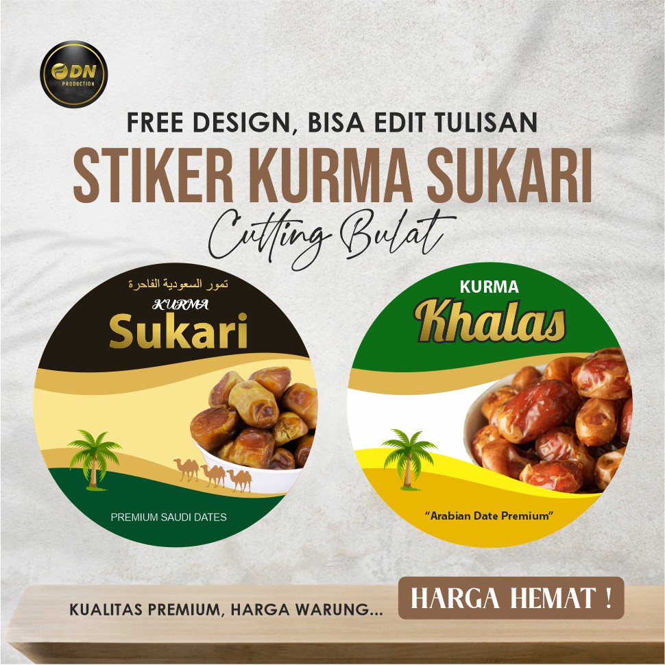 Jual Stiker Kurma Bulat Kurma Sukkari, khalas, Ajwa Cutting Cromo