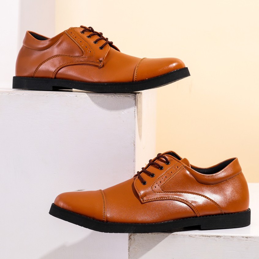 Naruna Brown | Sepatu Pantofel Coklat Pria Kerja Casual Laki Fantopel Pantopel Ori | FORIND x Giant Flames