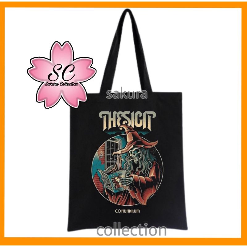 TOTE BAG THE SIGIT CONUNDRUM / TOTEBAG RESLETING BAND METAL MUSIK HEAVY ROCK HITAM / TAS PRIA WANITA ANAK DEWASA