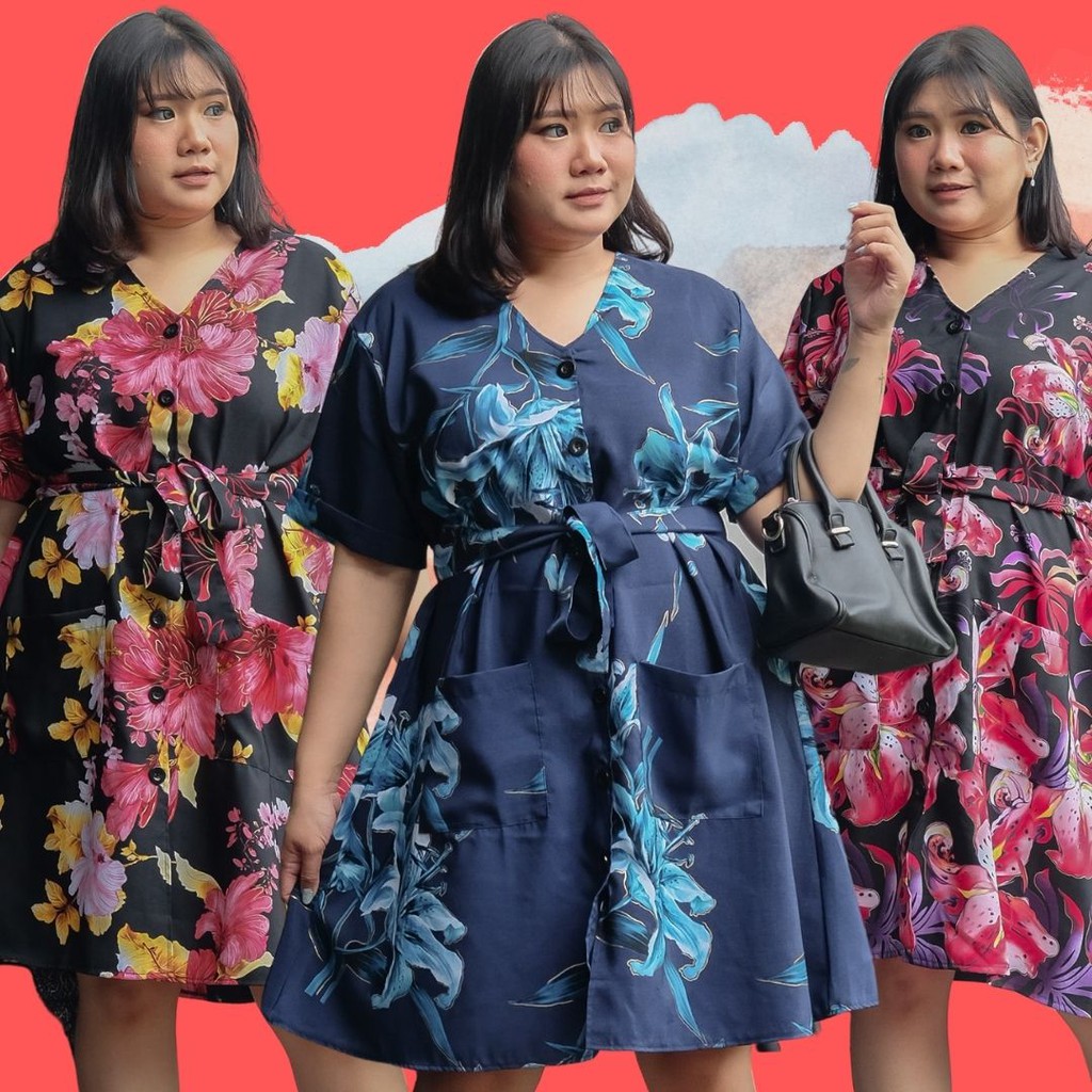 1601 DRESS JUMBO BAJU  WANITA JUMBO UKURAN  BESAR  BIG SIZE 