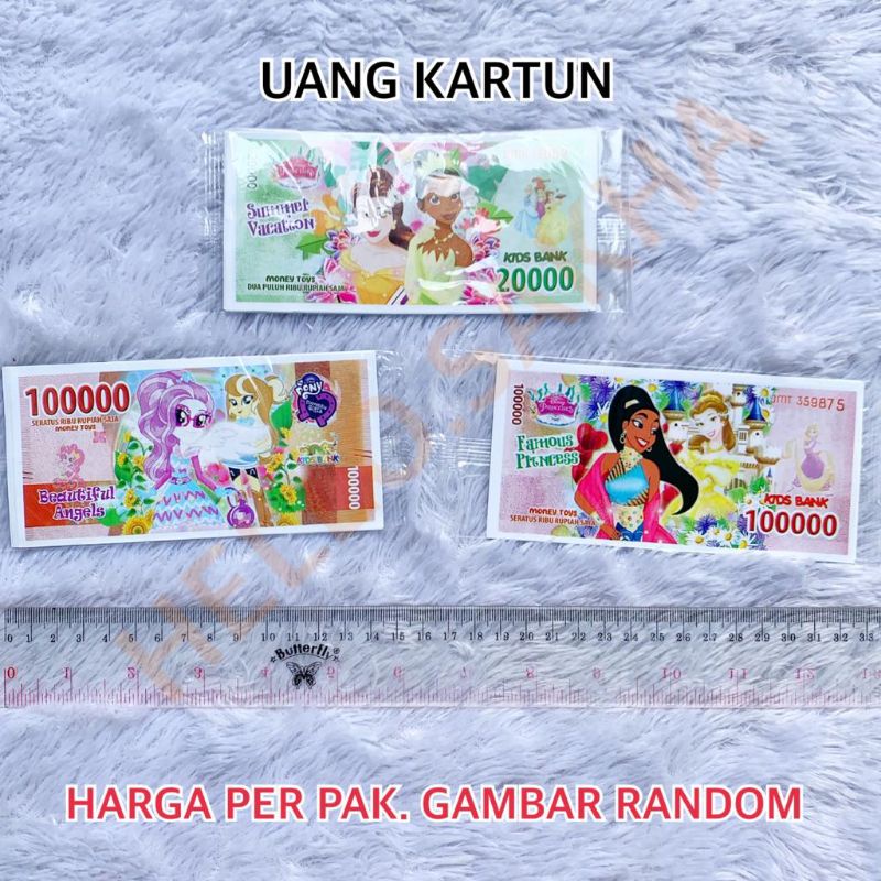 MAINAN UANG UANGAN KECIL MINI DUIT DUITAN KERTAS GAMBAR KARTUN KARAKTER MURAH GROSIR TERMURAH