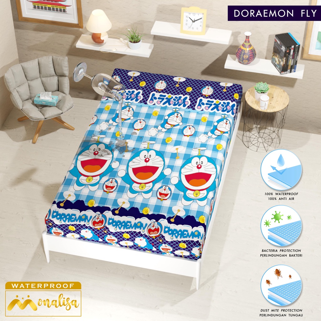 Monalisa Waterproof Sprei Uk 100/120 - Doraemon Fly