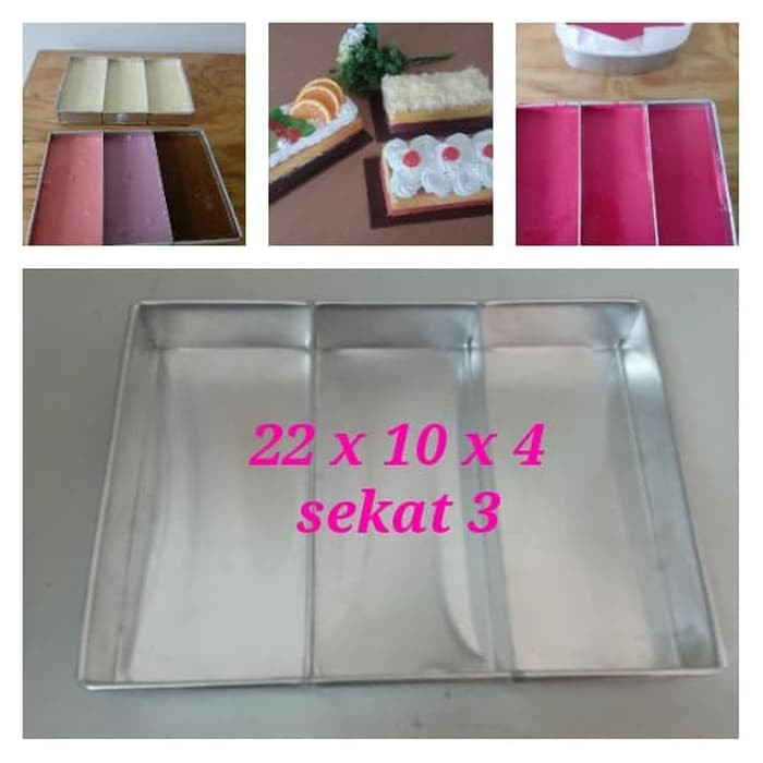 Loyang Brownies 22 x 10 x 4 cm - sekat 3 - Utk Lapis Surabaya