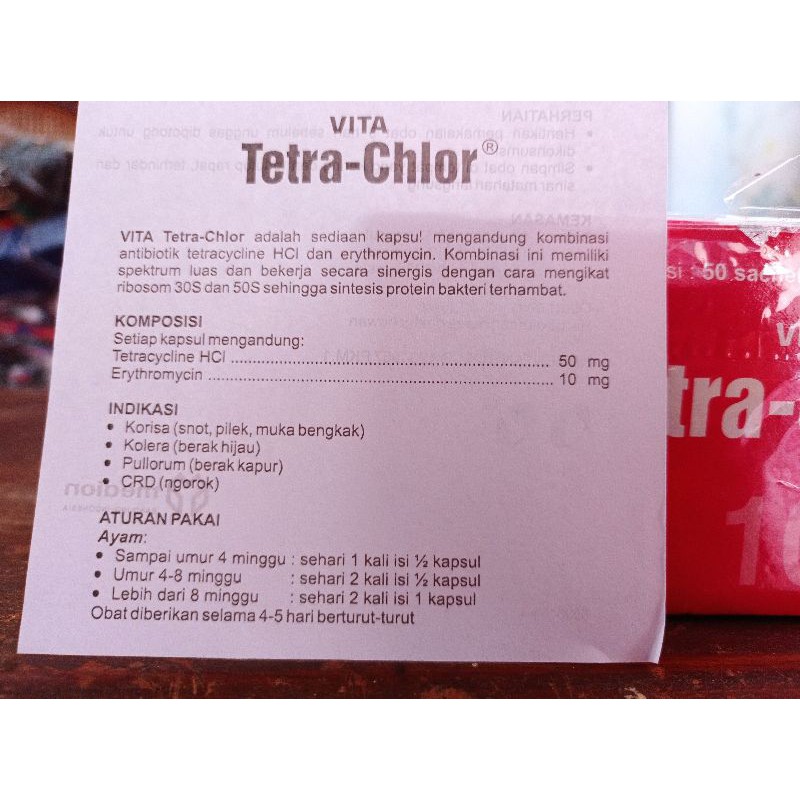 VITA Tetra-Chlor 10 kapsul|Obat ayam pilek, ngorok, CRD