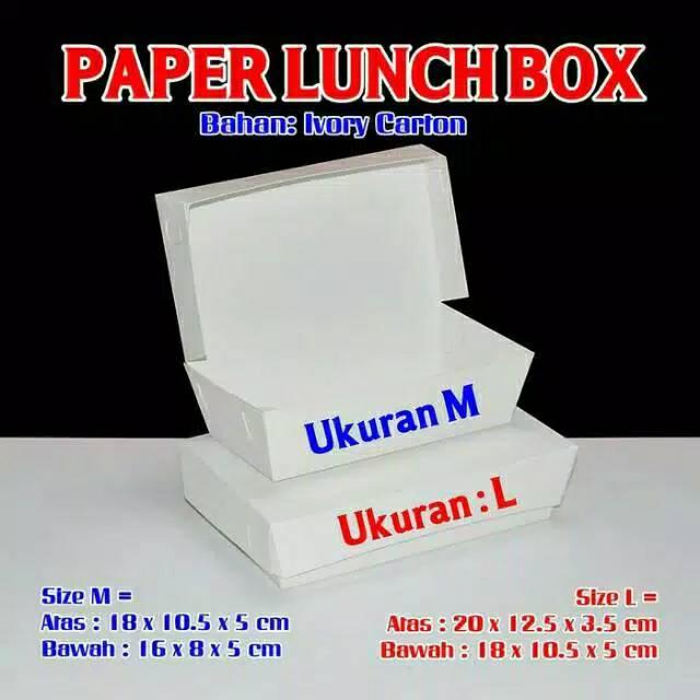 

Paper Lunch Box Dus Kemasan Polos Ivory L No Laminasi