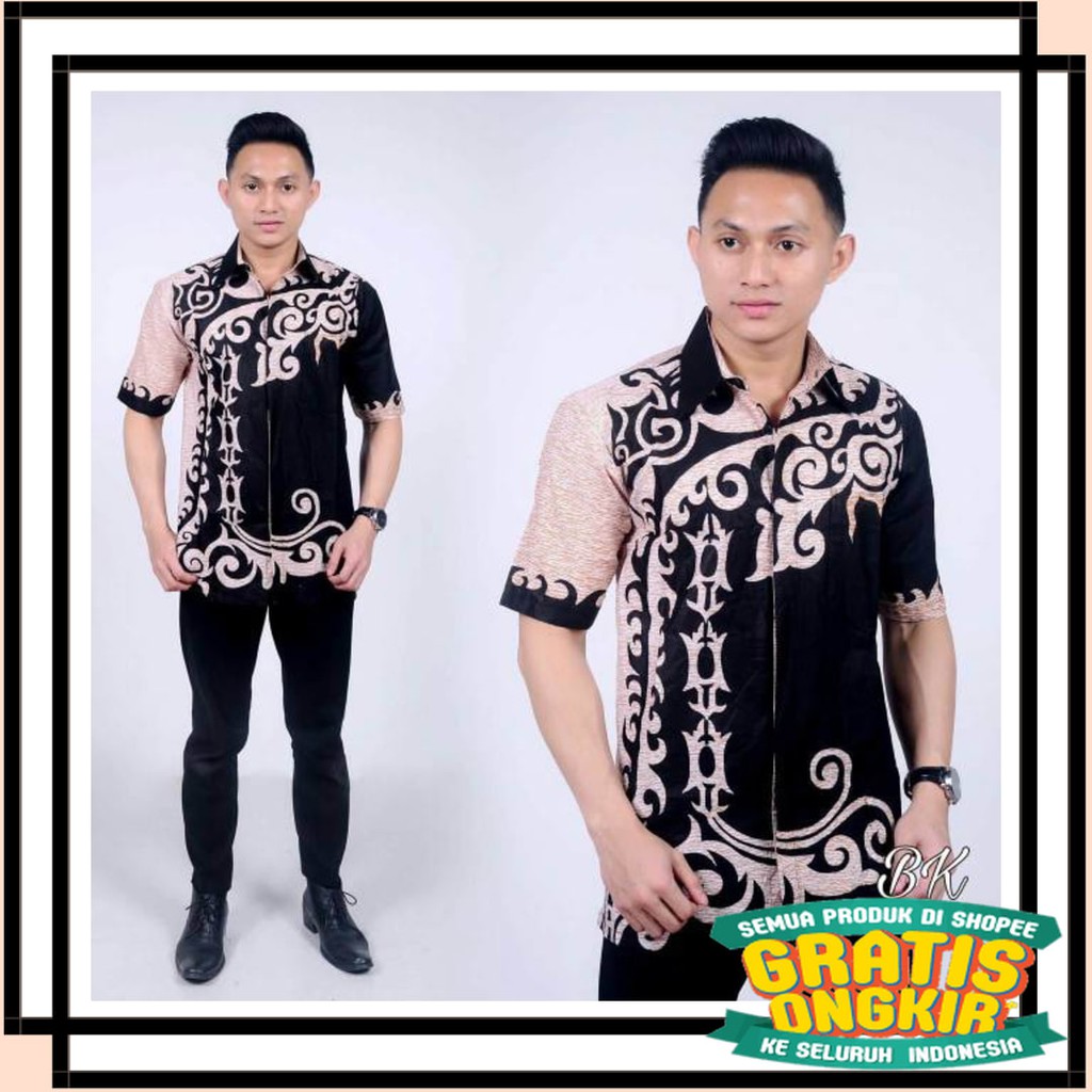 BATIK SEMARANG MURAH - TERBARU TERKINI / Kemeja Hem batik pria abu jahal