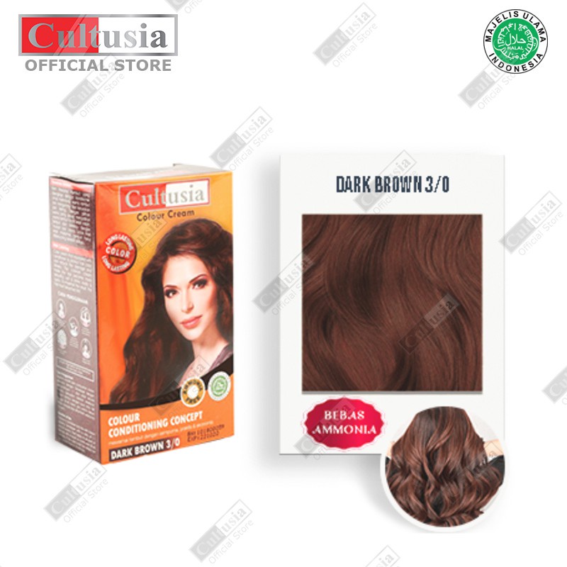 Cultusia Pewarna Rambut Hair Colour Dark Brown 3/0 30 Ml