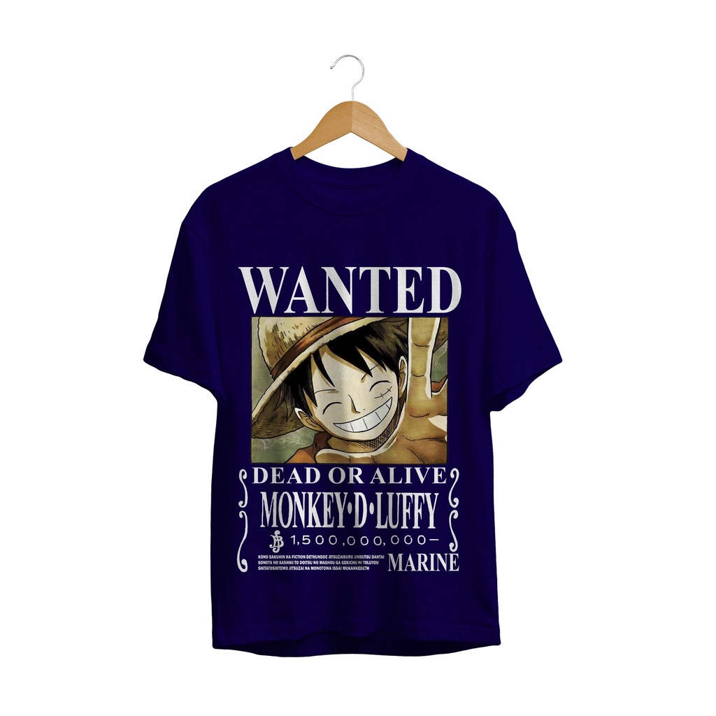 T-SHIRT BAJU ANIME ONE PIECE WANTED LUFFY