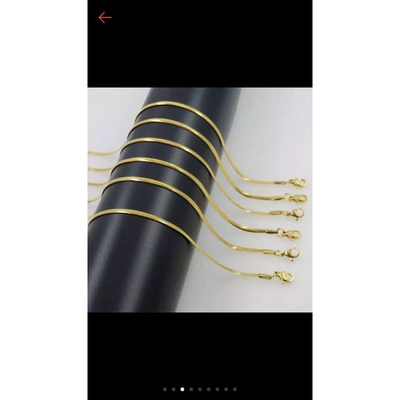 Kalung titanium gold' pipih kalung cowok kalung cewek