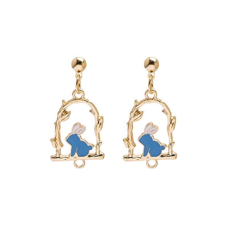 Anting Tusuk Desain Kartun Alice bunny Bahan 925 silver needle Untuk Wanita