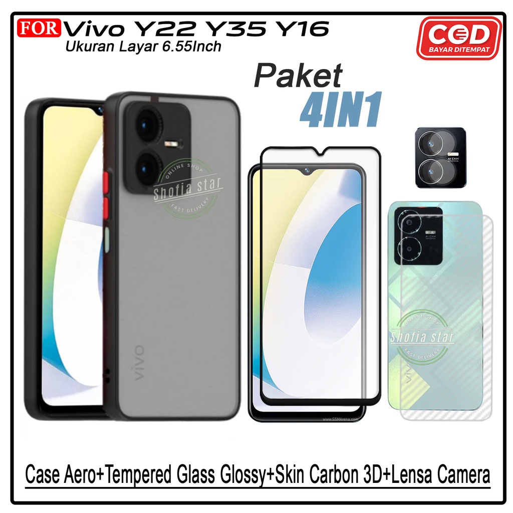 PAKET 4IN1 Case Vivo Y22 Y35 Y16 Y75 V25 V25e Softcase Aero Dove Protect Camera Premium Casing