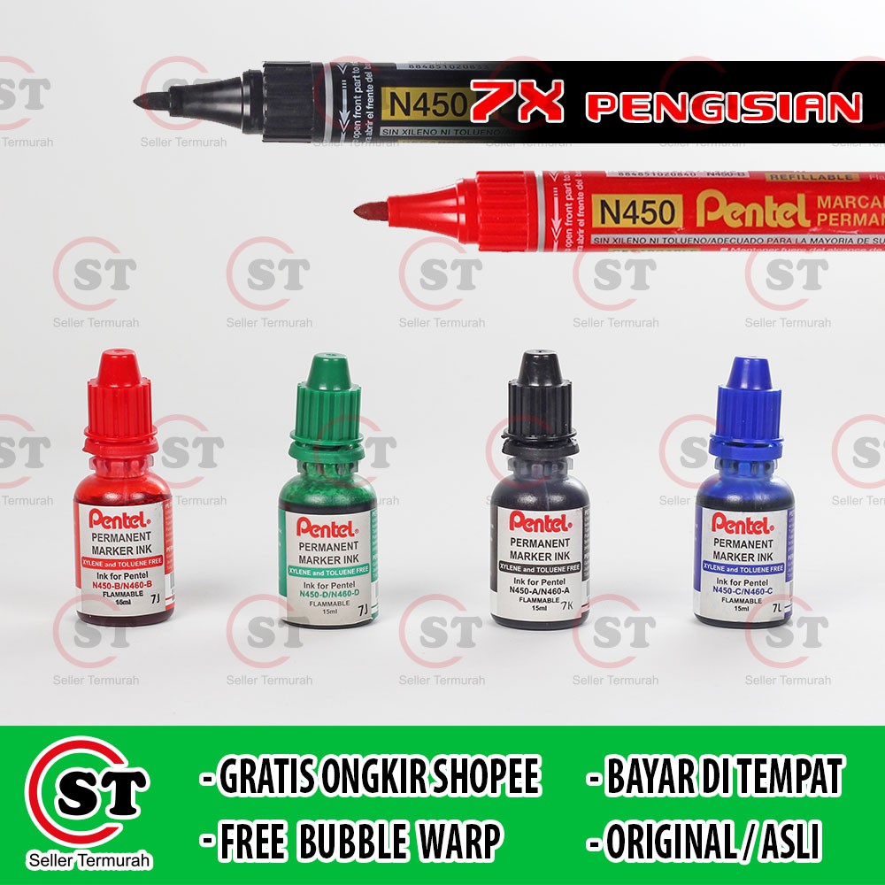 

Isi Ulang Tinta Spidol Permanen / Tinta Permanent Marker Ink Pentel N450 Asli Jepang Refill Spidol